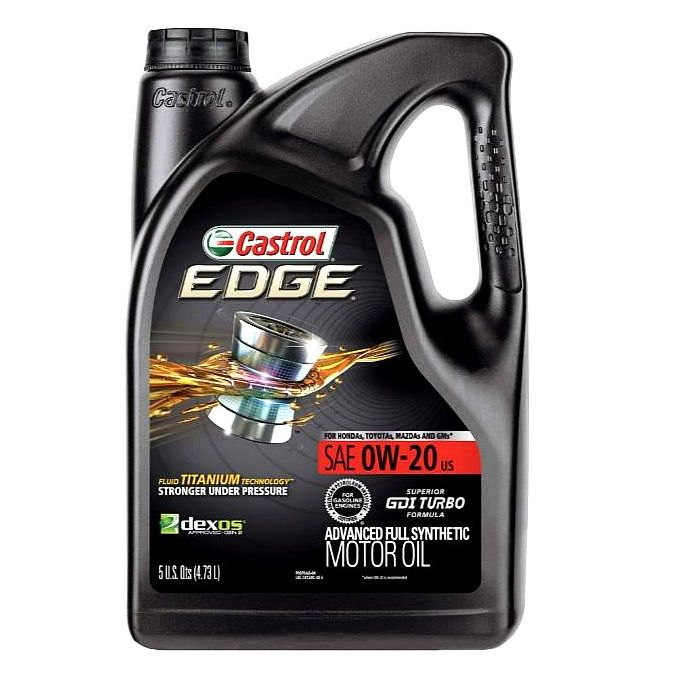 Castrol 03124 Edge 0W-20 Advanced Full Synthetic Motor Oil, 5 Quart