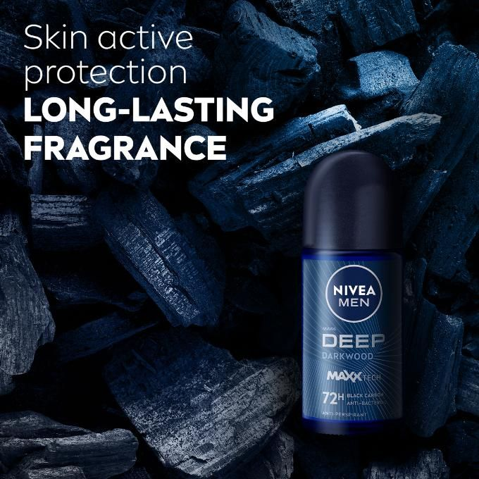 NIVEA MEN Deep Anti-Perspirant Roll-on For Men, 72h - 50ml (Pack of 3)