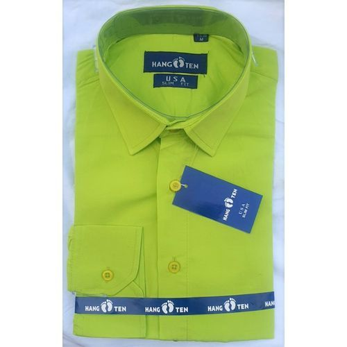 Men Corporate Formal Quality Long Sleeve Lemon Green Shirt
