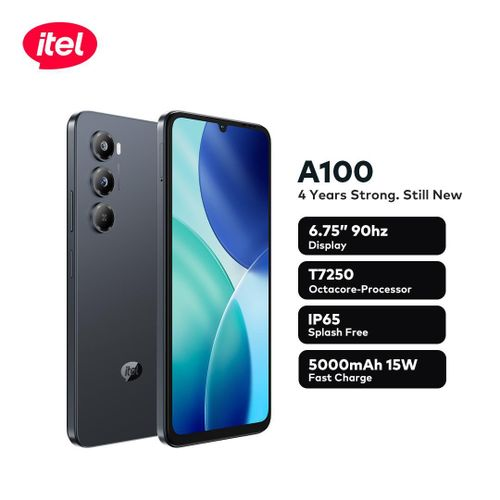 itel A100 6.75'' 90hz Bright Display IP65 5000mah 15W T7250 Octa-core 128+3GB