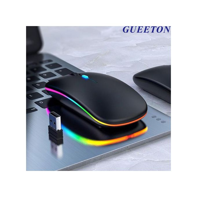 GUEETON LED 2.4G Rechargeable Wireless Mouse Bluetooth 2 Modes