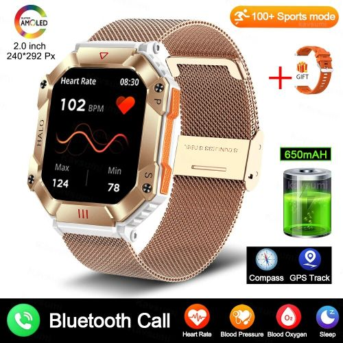New 600 MAh Rugged Military Smart Watch Men For AndroiIOS Ftiness Watches LP67 Waterproof 2.0"" Inch Al Voice Bt Call