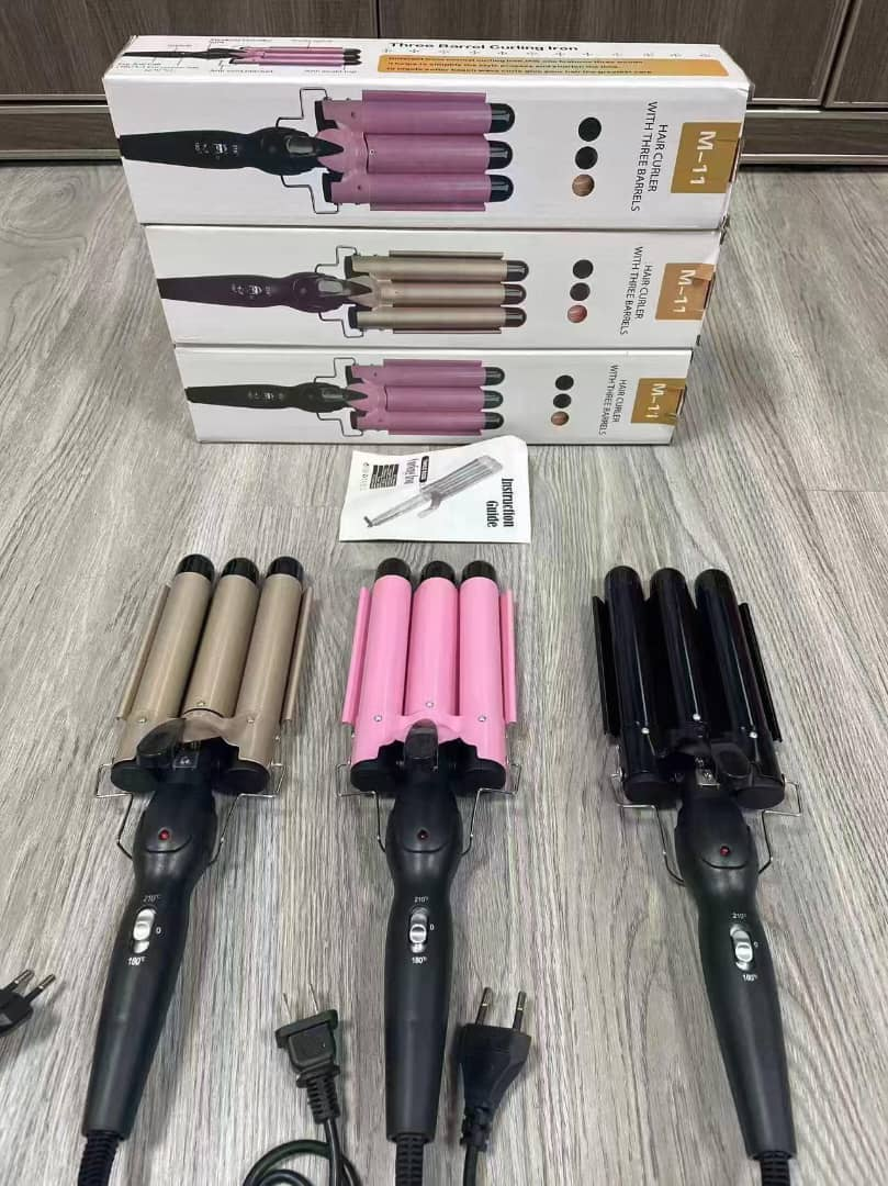 Hair Curler with Three Barrels