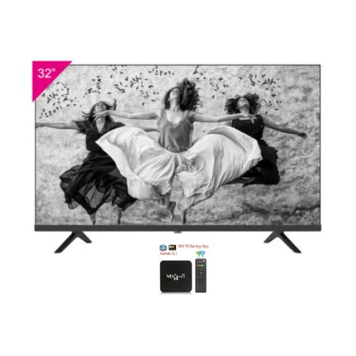 Mi+ NETFLIX, Prime Video, YouTube installed MXQ pro Smart Box with MI+ 32” LED Tv