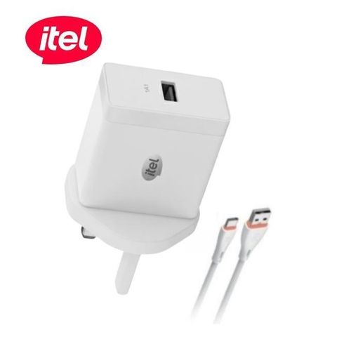 itel 12 Watts Fast Charger With Free Type-C Cable - White
