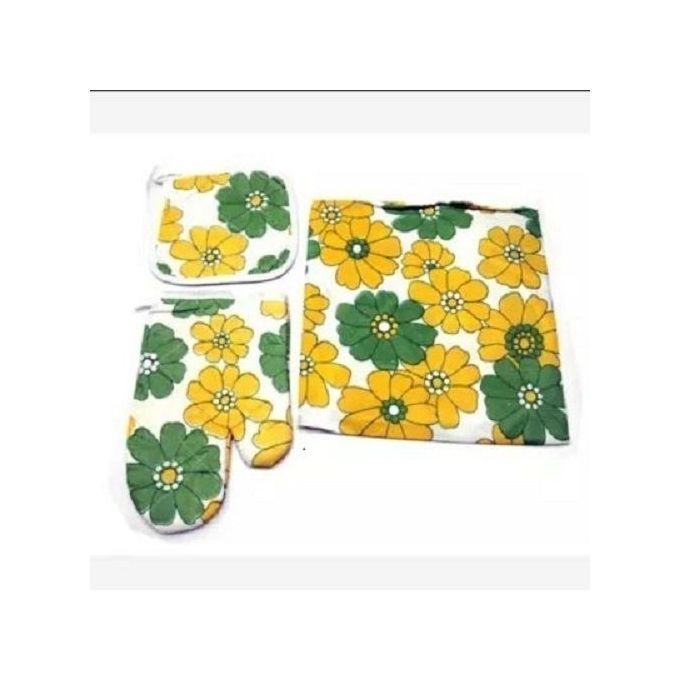 Kitchen Apron, Pot Holder And Mitten