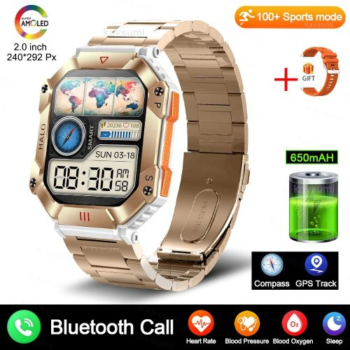 New 600 MAh Rugged Military Smart Watch Men For AndroiIOS Ftiness Watches LP67 Waterproof 2.0"" Inch Al Voice Bt Call