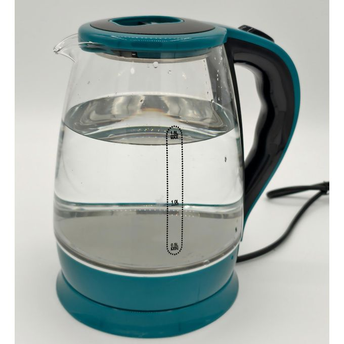 1.8L 1500W Electric Kettle Glass With Blue LED Light