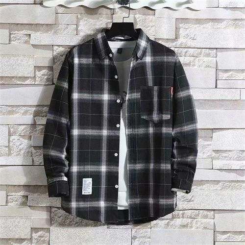 Men's Casual Plaid Shirt – Black