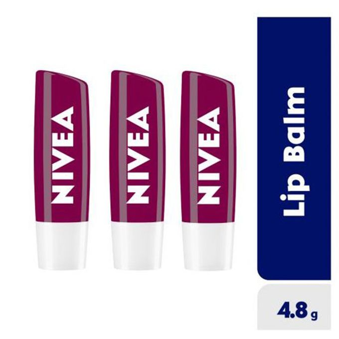 NIVEA Blackberry Shine Lip Balm For Women - 4.8g (Pack Of 3)