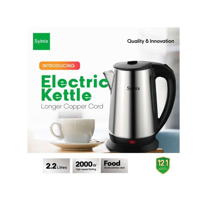 Syinix 2.2L Electric Kettle - Silver SKE22U1