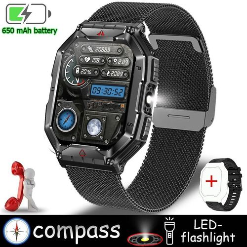 New 600 MAh Rugged Military Smart Watch Men Ftiness Watch LP67 Waterproof 2.0"" Inch Al Voice Bt Call