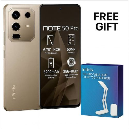 Infinix Note 50 Pro 6.78" 8GB RAM/ 256GB ROM Android 14- Titanium grey plus free foldable lamp and speaker