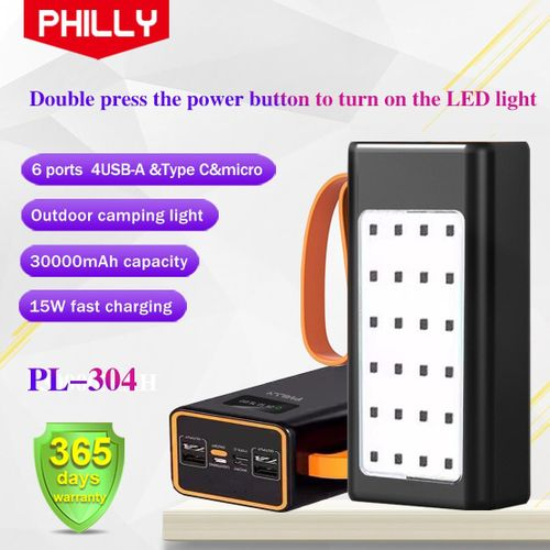 30000 MAh Large Capacity Portable Power Bank With LED Lights